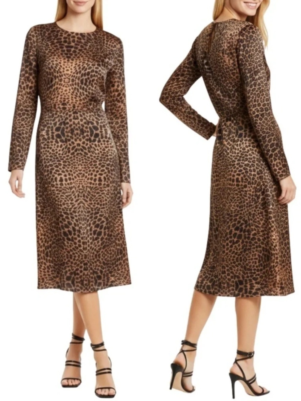 BOSS Darkea Long Sleeve Animal Print Midi Dress Sz. 8